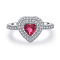 Damen Ring mit herzförmigem Rubin und funkelndem Zirkonia-Besatz Shop Nory