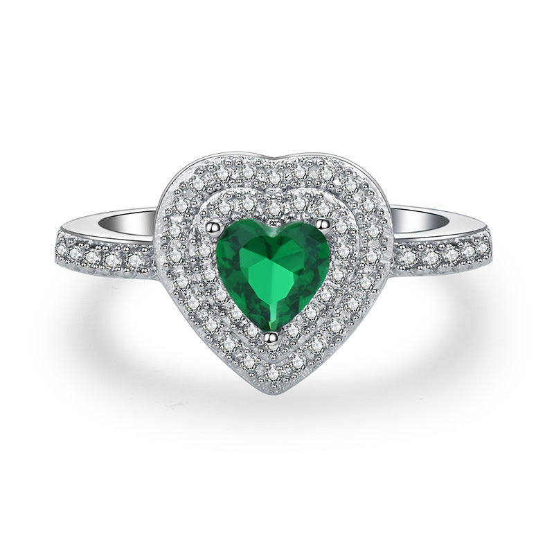 Damen Ring mit herzförmigem Rubin und funkelndem Zirkonia-Besatz Shop Nory