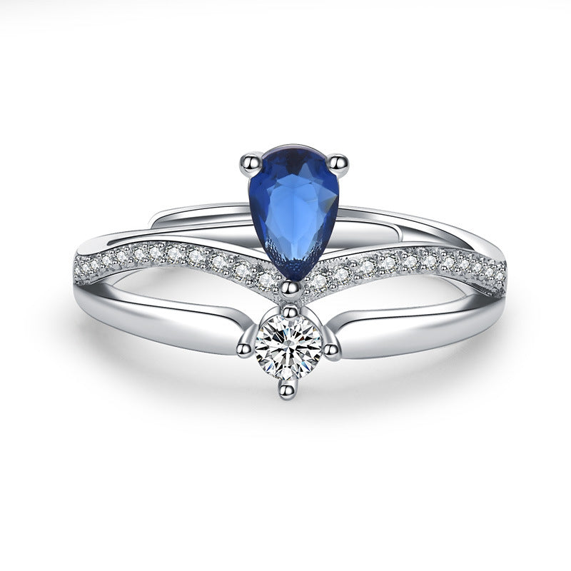 Damenring mit elegantem, tropfenförmigem Edelsteinbesatz und Zirkonia-Details Shop Nory