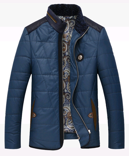 Herren gesteppte Thermo-Steppjacke mit Kunstleder-Schulterpasse und Teddykragen Shop Nory