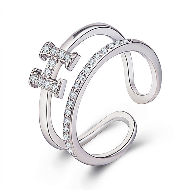 Damen Offener Ring mit elegantem Zirkonia-Besatz und minimalistischem Design Shop Nory