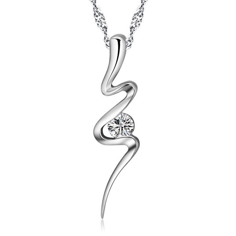 Damen elegante Halskette mit geschwungenem Design und funkelndem Zirkonia Shop Nory