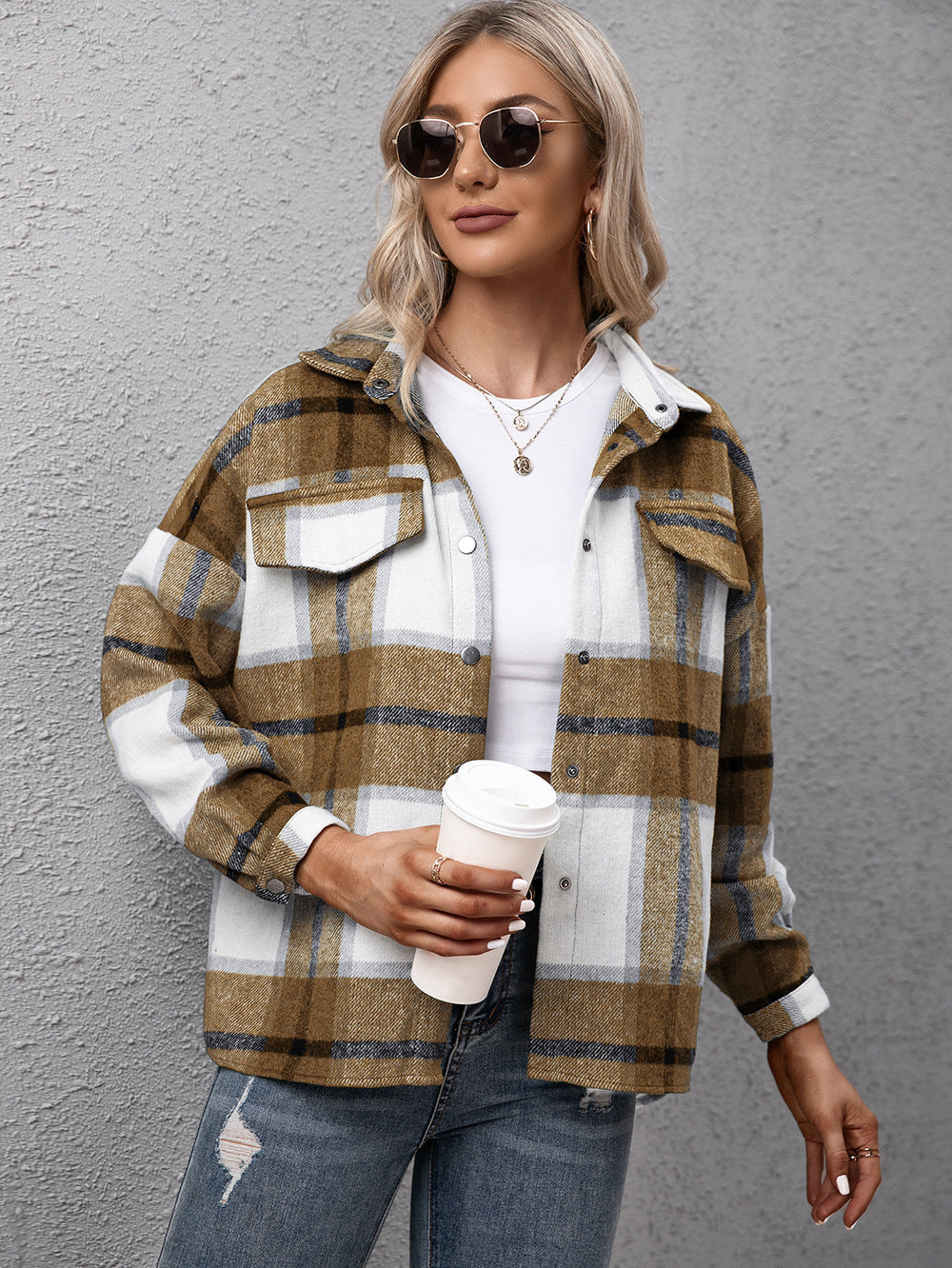 Shopnory | Karierter Langarmhemdjacke