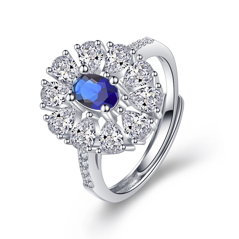 Damen eleganter Ring mit funkelndem Rubin und kunstvollem Zirkonia-Besatz Shop Nory