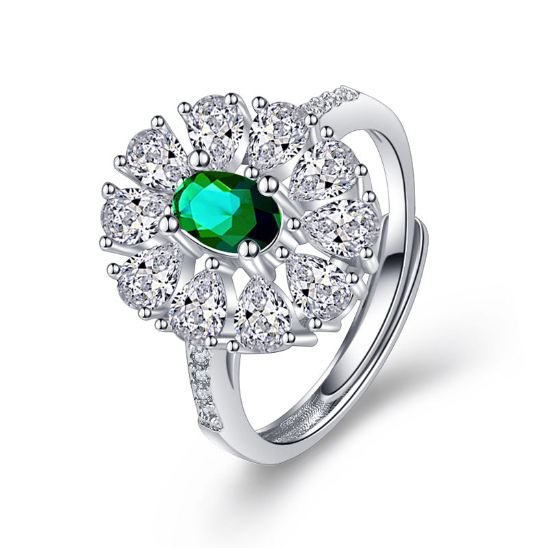 Damen eleganter Ring mit funkelndem Rubin und kunstvollem Zirkonia-Besatz Shop Nory