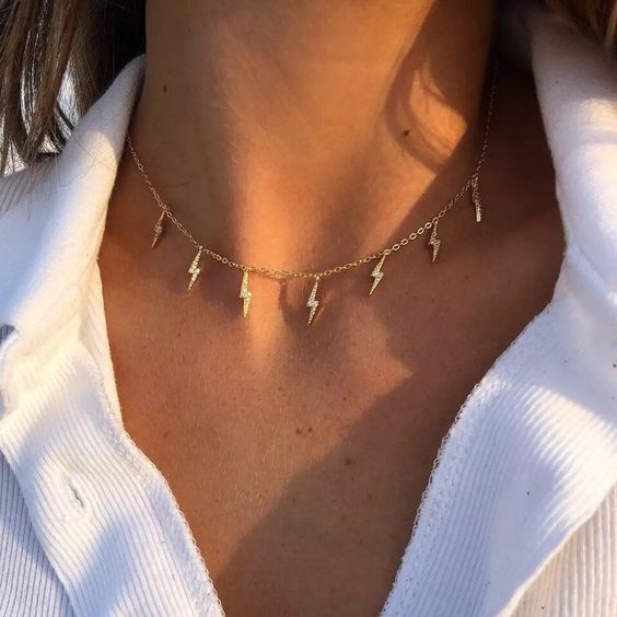 Damen Fußkettchen mit funkelnden Blitzanhängern Shop Nory