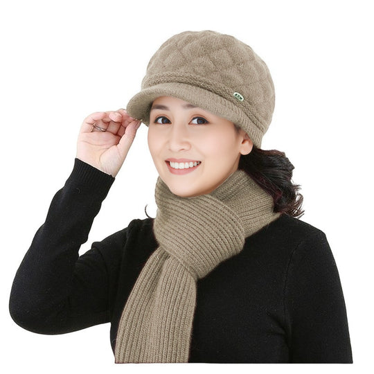 Winter-Set: Strick-Baskenmütze und Schal für Damen