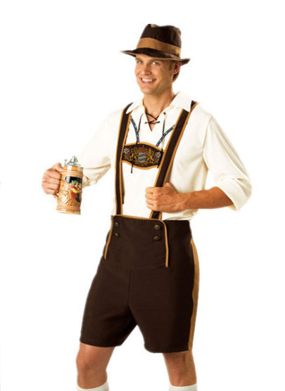 Herren nan traditionelles Kinderlederhosen-Set mit verstellbaren Hosenträgern und Trachtenhut Shop Nory