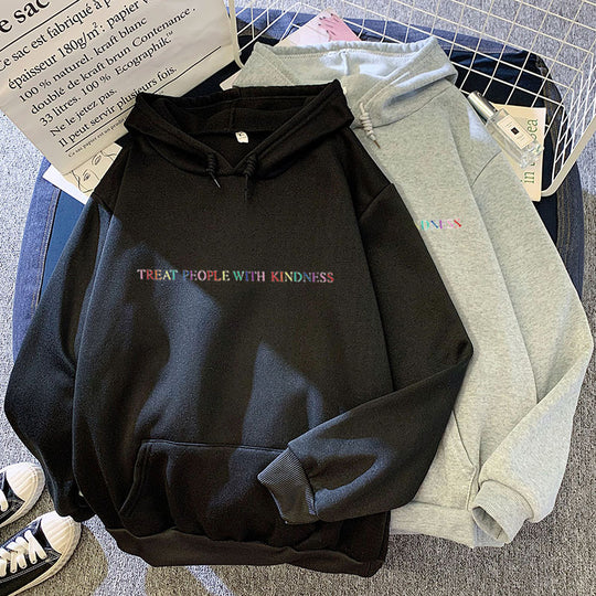 Damen nan lässiger Oversize-Kapuzenpullover mit holografischem Schriftzug, Kängurutasche und angerautem Fleece Shop Nory