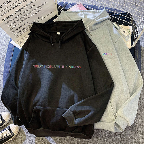 Damen nan lässiger Oversize-Kapuzenpullover mit holografischem Schriftzug, Kängurutasche und angerautem Fleece Shop Nory