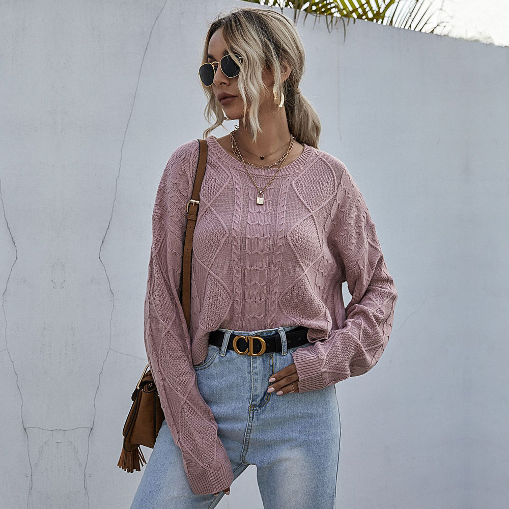 Damen Oversize Zopfstrickpullover mit Ajourdetails Shop Nory