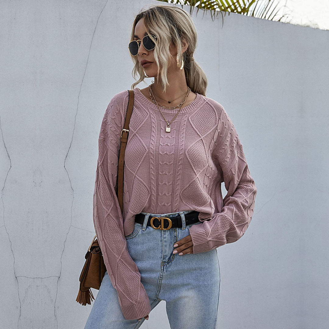 Damen Oversize Zopfstrickpullover mit Ajourdetails Shop Nory
