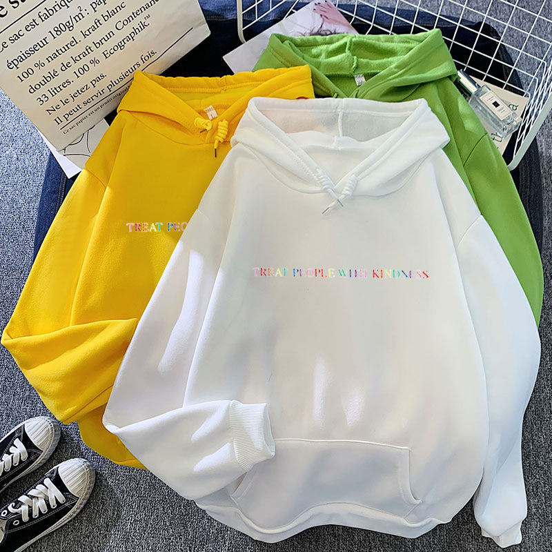 Damen nan lässiger Oversize-Kapuzenpullover mit holografischem Schriftzug, Kängurutasche und angerautem Fleece Shop Nory