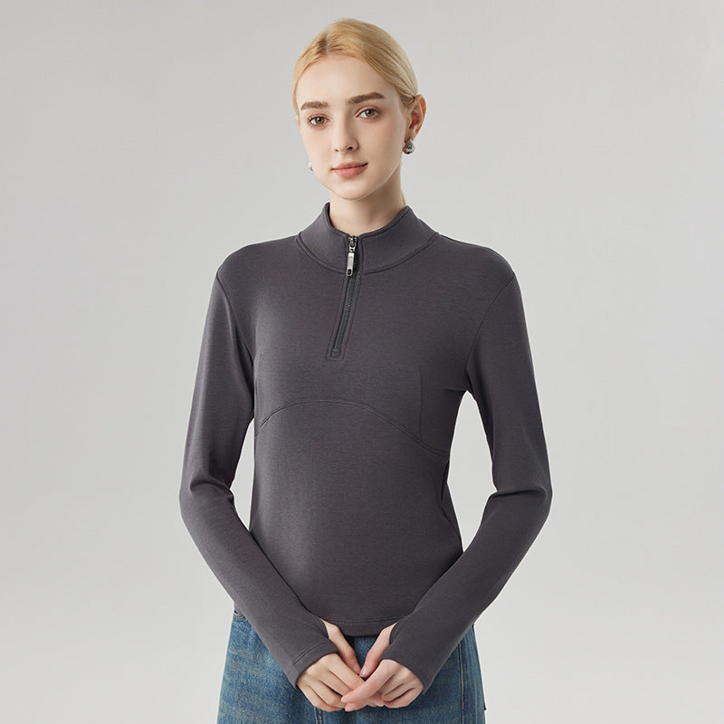 Damen-Sweatshirt mit halbem Reißverschluss