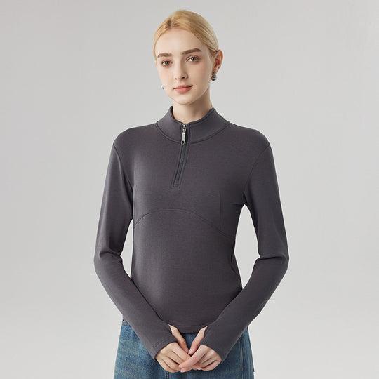 Damen-Sweatshirt mit halbem Reißverschluss