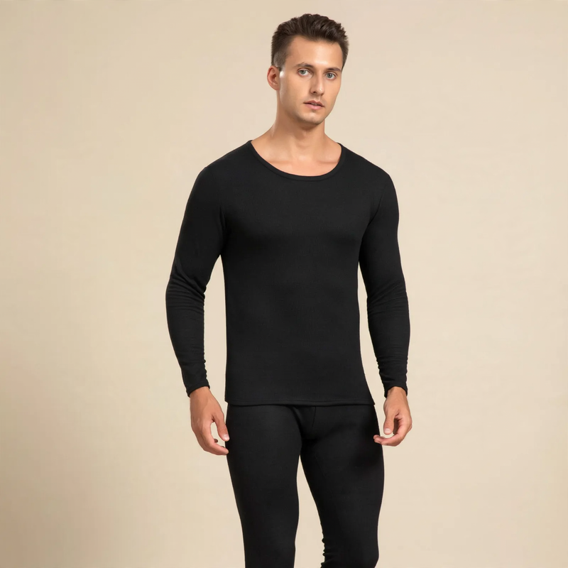 Woll-Seiden-Thermo-Set, Rundhalsausschnitt, Unisex