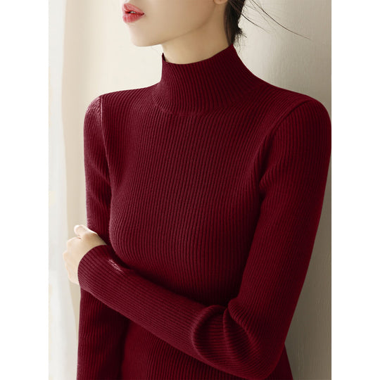 Damen-Strickpullover mit Stehkragen, schmal geschnitten
