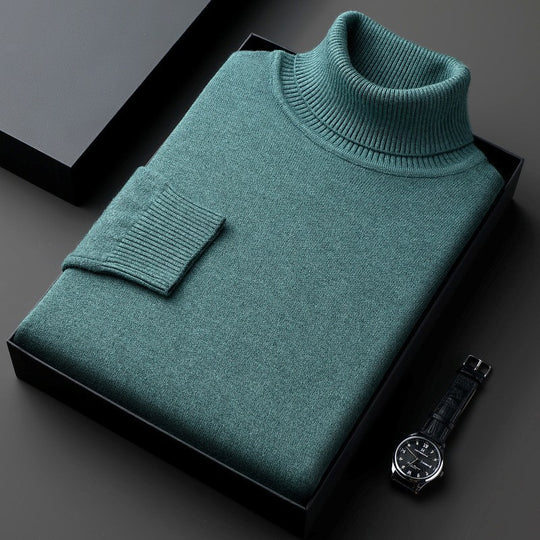 Herren-Rollkragenpullover, einfarbig, dick und locker