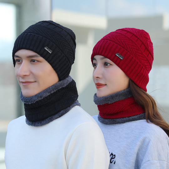Winter-Strickmütze mit Nackenschutz, 2-teiliges Set
