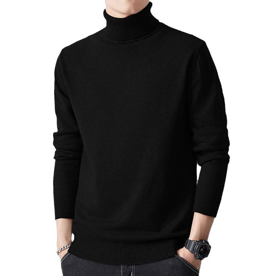 Herren-Strickpullover mit hohem Kragen, körperbetont