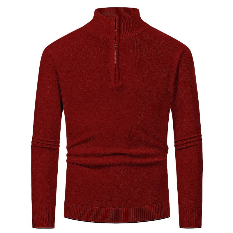 Herren-Strickpullover mit Polokragen und Reißverschluss