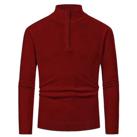 Herren-Strickpullover mit Polokragen und Reißverschluss