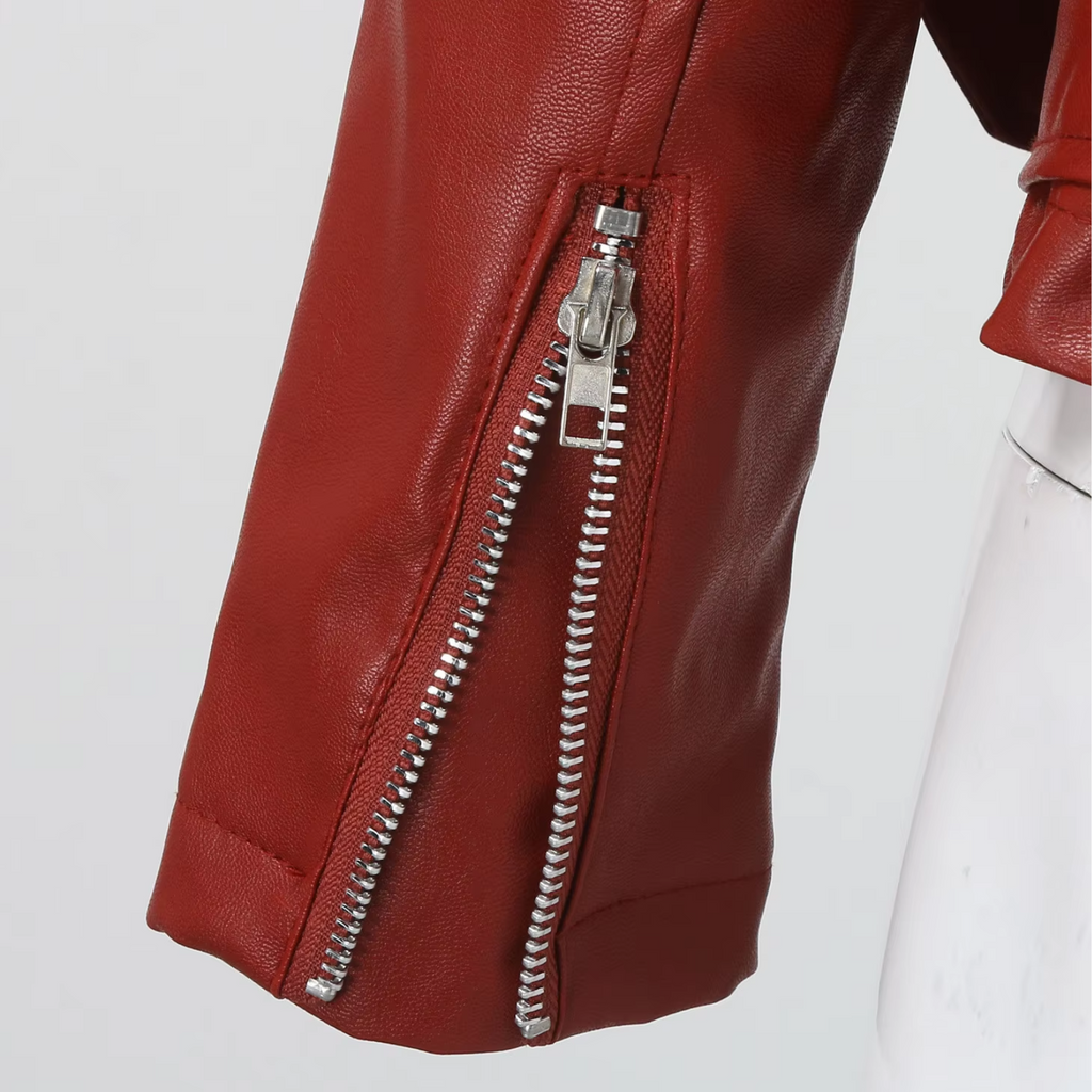 jacke Damen Biker Modell mit Gürtel und Reißverschlussdetails