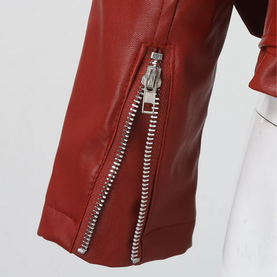 jacke Damen Biker Modell mit Gürtel und Reißverschlussdetails