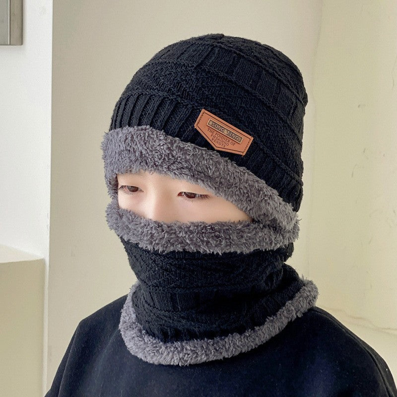 Herren Strickmütze und Schal Set, gefüttert, warm