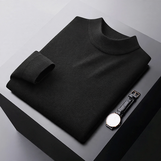 Herren-Wollpullover, Stehkragen, gefüttert