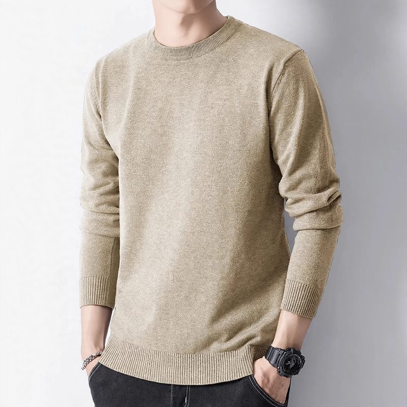 Herren-Pullover mit Rundhalsausschnitt und Innenfutter