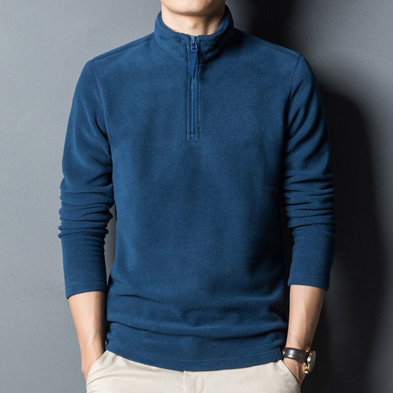 Herren-Fleece-Sweatshirt mit Stehkragen und Reißverschluss