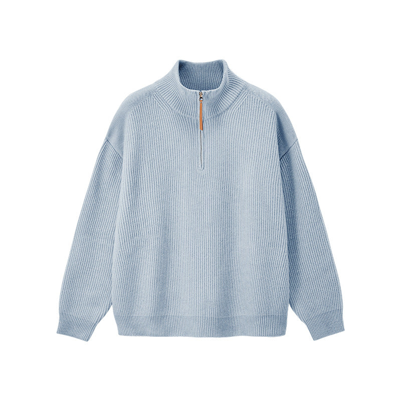 Herren-Strickpullover mit halbem Reißverschluss