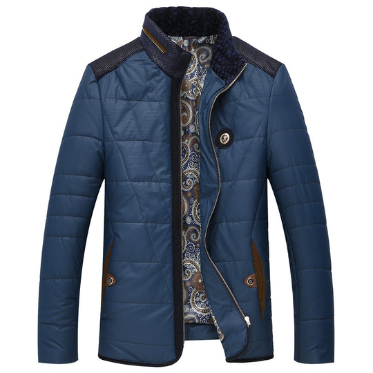 Herren gesteppte Thermo-Steppjacke mit Kunstleder-Schulterpasse und Teddykragen Shop Nory