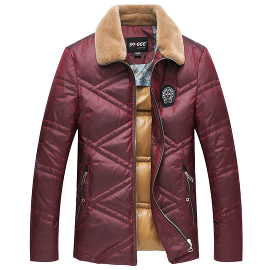 Herren Wattierte Kurzjacke mit Teddykragen und Wappenapplikation Shop Nory