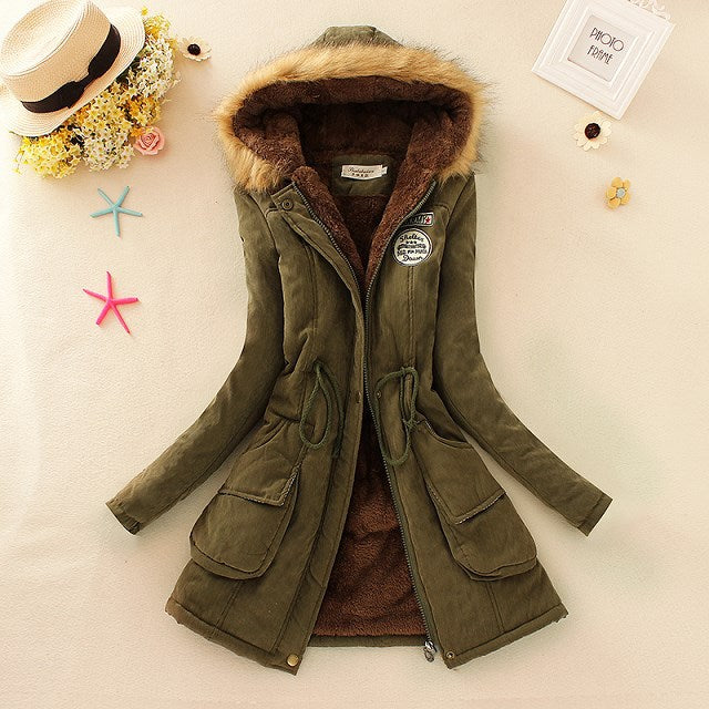 Damen Gefütterter Parka mit Kunstfellkapuze und Teddyfutter Shop Nory