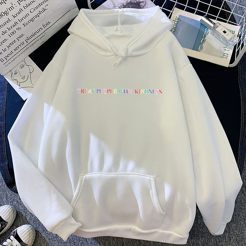 Damen nan lässiger Oversize-Kapuzenpullover mit holografischem Schriftzug, Kängurutasche und angerautem Fleece Shop Nory