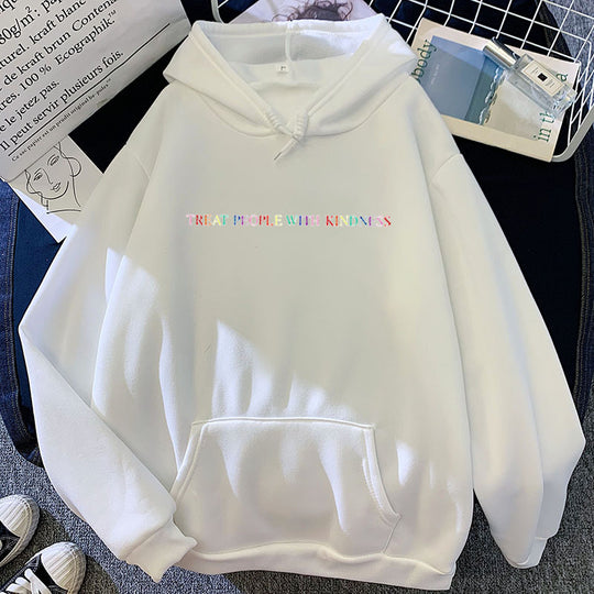 Damen nan lässiger Oversize-Kapuzenpullover mit holografischem Schriftzug, Kängurutasche und angerautem Fleece Shop Nory
