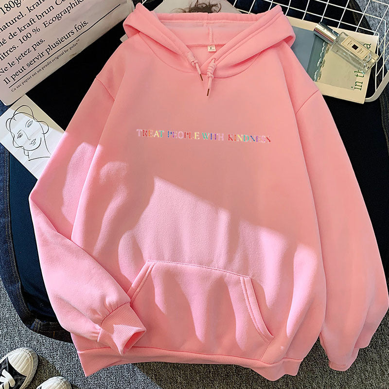 Damen nan lässiger Oversize-Kapuzenpullover mit holografischem Schriftzug, Kängurutasche und angerautem Fleece Shop Nory