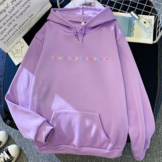Damen nan lässiger Oversize-Kapuzenpullover mit holografischem Schriftzug, Kängurutasche und angerautem Fleece Shop Nory