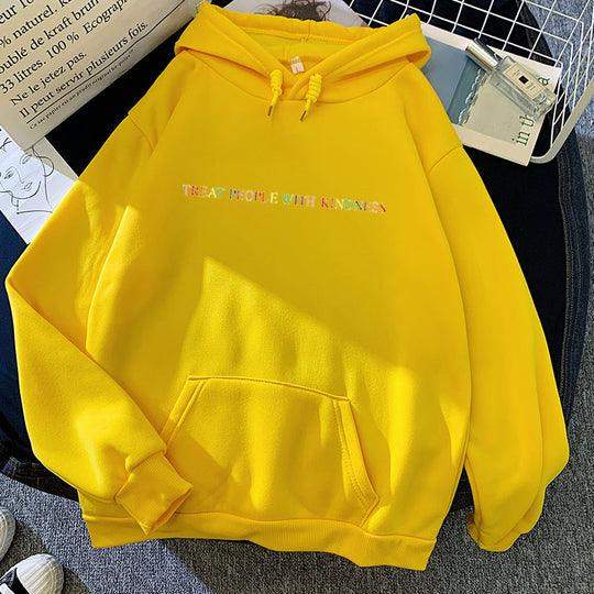 Damen nan lässiger Oversize-Kapuzenpullover mit holografischem Schriftzug, Kängurutasche und angerautem Fleece Shop Nory