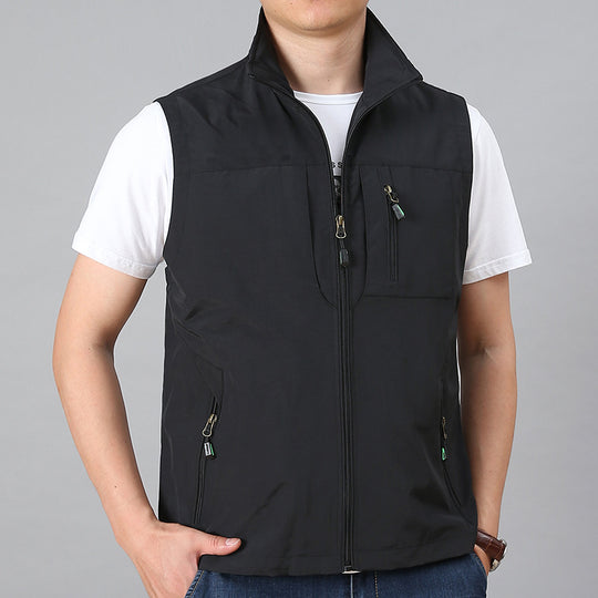 Herren Leichte Multifunktionale Outdoor-Weste mit Reißverschlusstaschen und Stehkragen Shop Nory