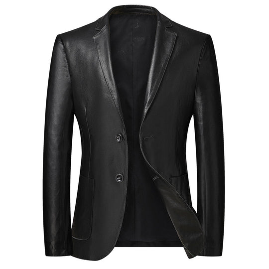 Herren Elegantes Zweiknopf-Lederblazer im Sakko-Stil mit schmaler Passform Shop Nory