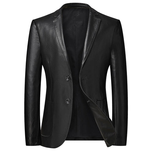 Herren Elegantes Zweiknopf-Lederblazer im Sakko-Stil mit schmaler Passform Shop Nory