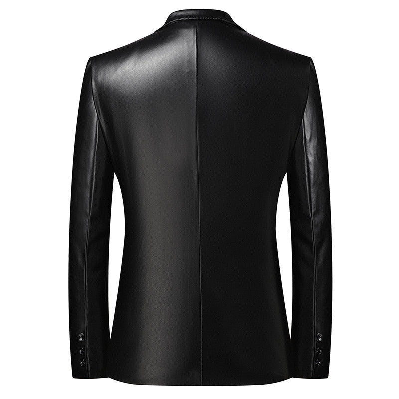 Herren Elegantes Zweiknopf-Lederblazer im Sakko-Stil mit schmaler Passform Shop Nory