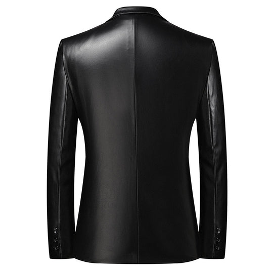 Herren Elegantes Zweiknopf-Lederblazer im Sakko-Stil mit schmaler Passform Shop Nory