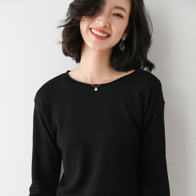 Damen Lässiger Feinstrick V-Ausschnitt Pullover mit überschnittenen Schultern Shop Nory