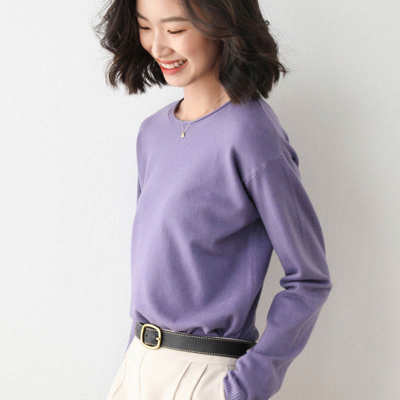 Damen Lässiger Feinstrick V-Ausschnitt Pullover mit überschnittenen Schultern Shop Nory
