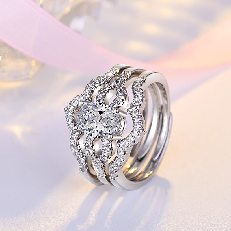 Damen Verlobungsring mit luxuriösem ovalen Diamanten und funkelndem Zirkonia-Besatz Shop Nory