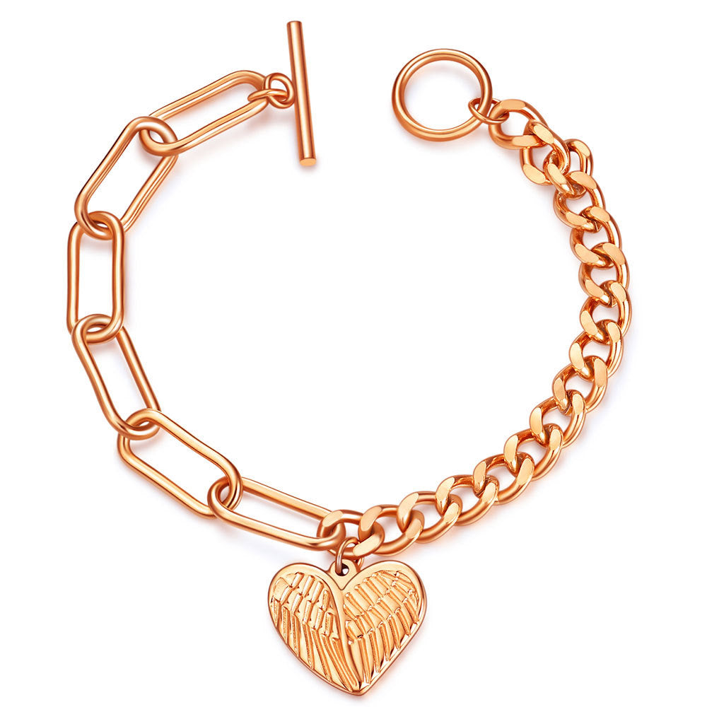 Damen Armband mit herzförmigem Anhänger und modernem Gliederdesign Shop Nory